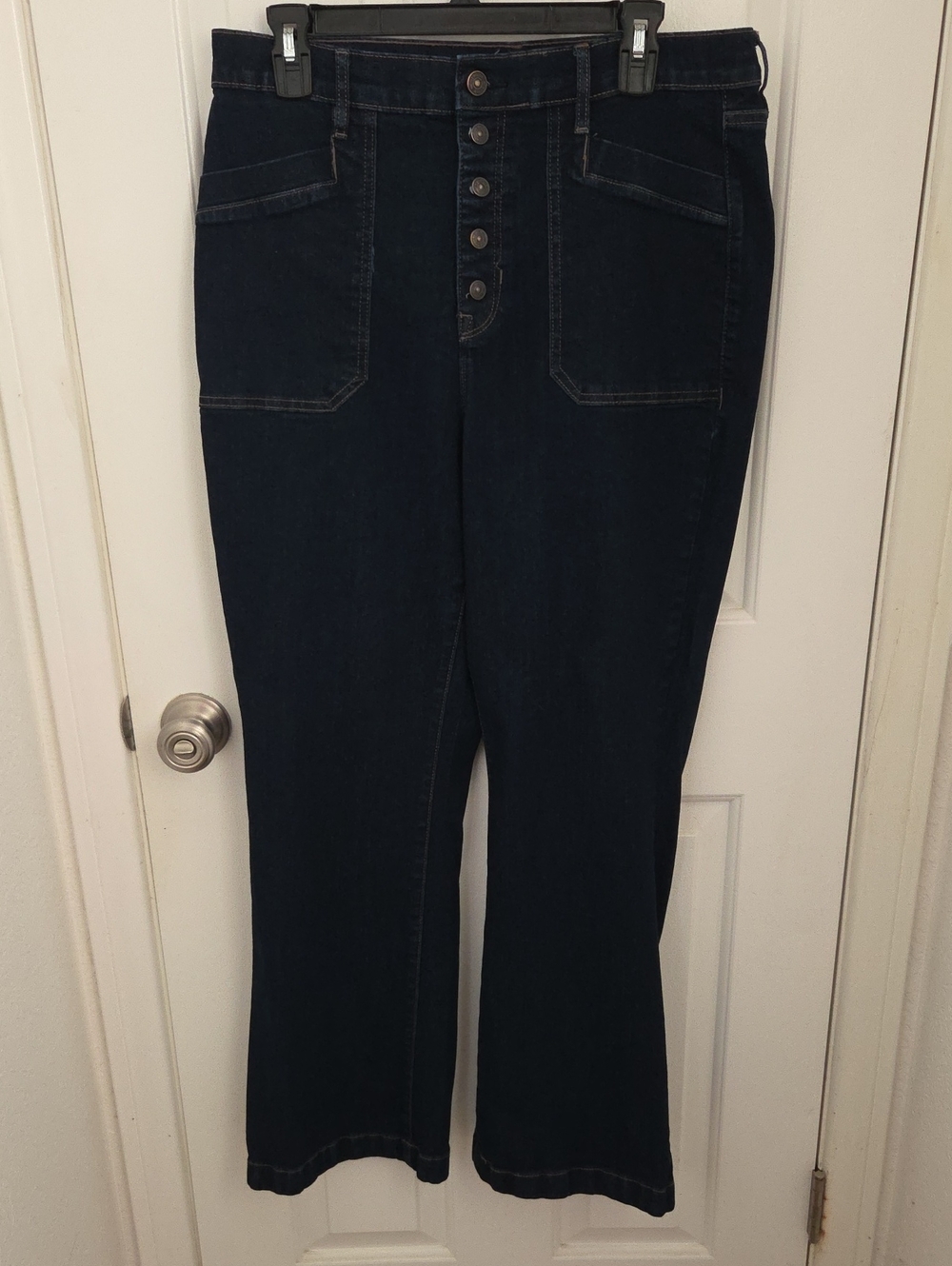 Women's High-Rise Button-Front Dark Blue Jeans Nomad Super high rise 14